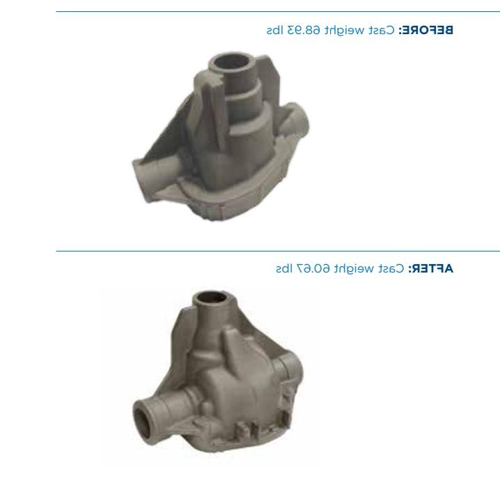 before and after weight of an automotive differential carrier by Waupaca Foundry